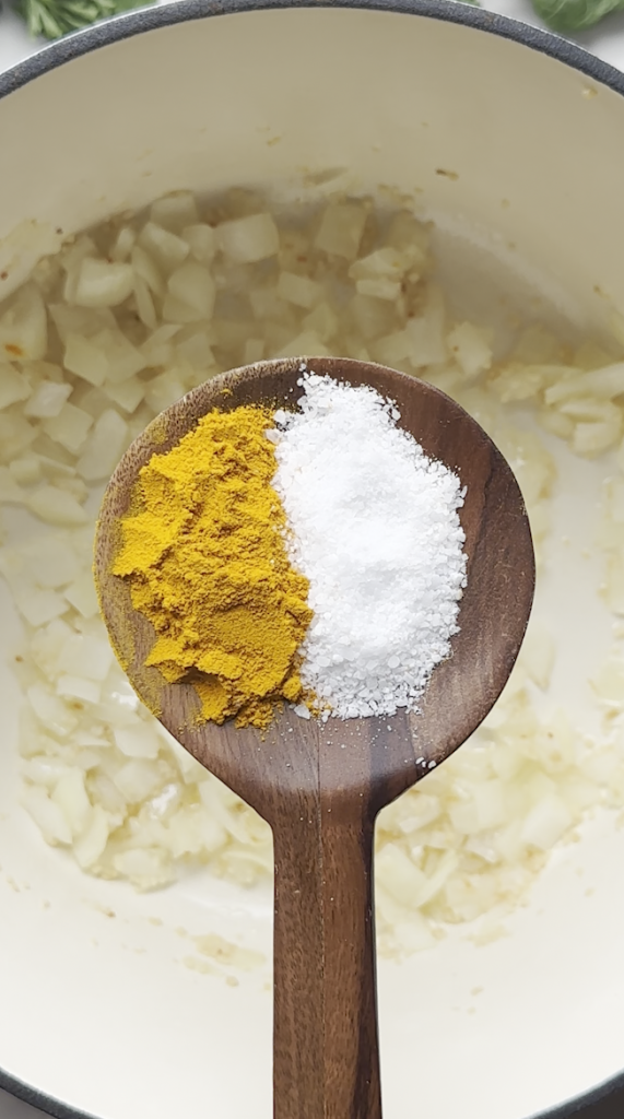 turmeric and salt going into the aush/ash pot